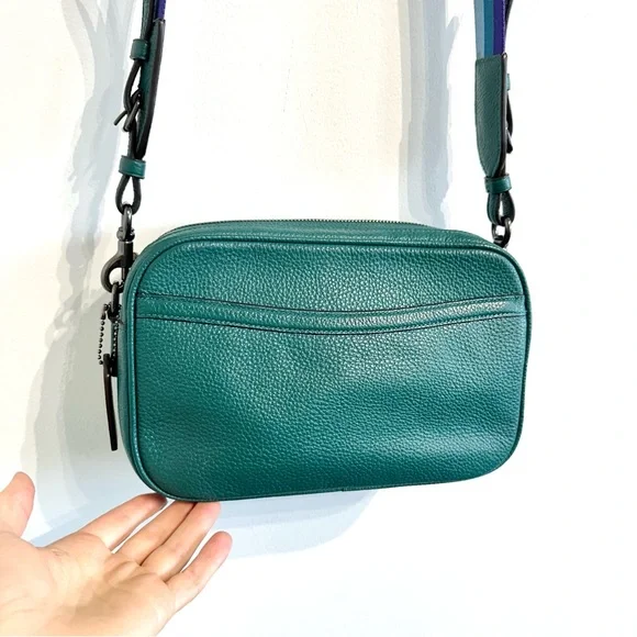Coach Jes Crossbody With Horse And Carriage Embossed Pebbled leather Viridian